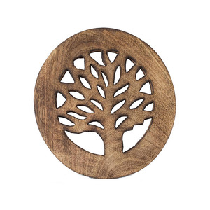 <b>Large</b> Solid Bamboo Wood Kitchen Cup Coaster Trivet with Non-Slip Pads Heat Resistant Bowl Hot Pot <b>Mat</b> Teapot Holder - Product Image 4
