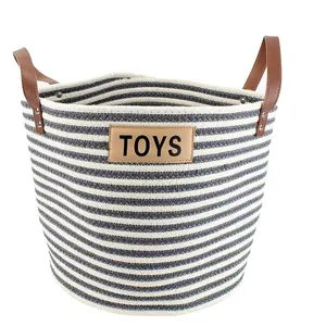 热卖彩色棉绳编织篮折叠洗衣篮玩具便携式棉绳宠物玩具储物