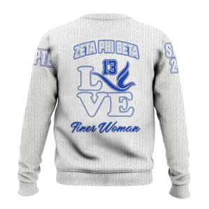 ZPhiB Greek Life 1920 Pull en tricot Zeta Phi Beta Sorority Bleu Blanc Chenille Patch Divine Nine Premium Letter Wear - Product Image 2