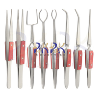 Ensemble de 8 pinces à épiler industrielles à verrouillage croisé, poignées en fibre, pointes dentelées, acier inoxydable, longueur totale 6-1/2 pouces, fabrication de bijoux, bricolage