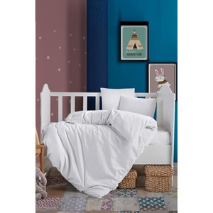Juego de Ropa de Cama para Bebé Varol, Bordado, Blanco, de Algodón Satinado, con Funda de Edredón con Patrón Tejido - Product Image 1