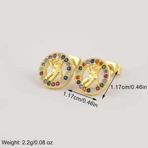 Pendientes de Aro de Cobre de <span class=keywords><strong>Dos</strong></span> Tonos con Circonitas Cúbicas de Colores, Diseño Nuevo, Estilo Occidental, Elegantes, <span class=keywords><strong>para</strong></span> Bodas, Joyería <span class=keywords><strong>para</strong></span> Mujer, Venta al por Mayor QIKU - Product Image 3