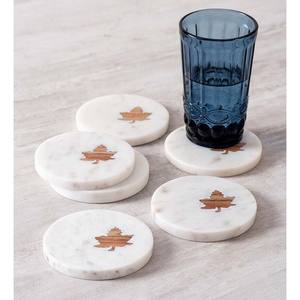 ชุดถาดรองแก้วหินอ่อนแบบสั่งทำลายหรูหราและฝังโลหะเสื่อและแผ่นรองสำหรับเครื่องดื่มส่วนบุคคล - Product Image 2