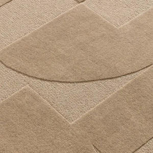 Luxury Beige Wool <b>Rug</b> Modern High-Low Geometric Tufted Carpet for Living Room - Product Image 5