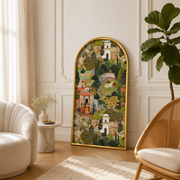 Peinture murale sur toile moderne personnalisée, motif Jardin Indien, OEM ODM, forme arche, pour couloir et canapé, décoration intérieure