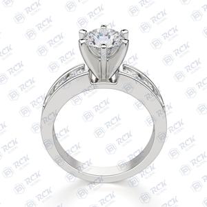 Bague Moissanite solitaire coupe ronde 1.50 CTW pour femme Cadeau d'anniversaire et d'anniversaire accentué avec un design d'amour - Product Image 4