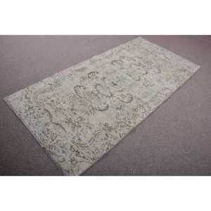 Tapis vintage 3,6x7,3 pieds, tapis turc oriental en laine blanche - Product Image 2