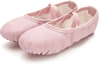 BAIFA Zapatos de Baile Profesionales Cómodos y Elásticos de Cuero Genuino con Suela Partida para Mujer, Forro de Lona, Color y Logotipo Personalizables