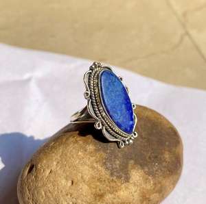 Handmade 925 Sterling Silver Eternity Vermeil <b>Ring</b> Unique Classic Design Natural <b>Lapis</b> <b>Lazuli</b> Gemstone Customized Parties - Product Image 3