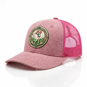 Gorras Trucker de Golf de Primera Calidad con Etiqueta Privada, 6 Paneles, Malla, Cierre a Presión, OEM, ODM, Logotipo Personalizado, MOQ Bajo, Color Rosa Jaspeado - Product Image 2