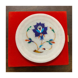 Vente en gros de 6 pouces de plaque de travail écologique incrustée de marbre de Makrana dernière conception pour la décoration intérieure d'hôtel forme ronde - Product Image 1