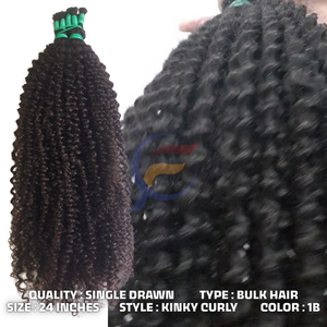 Extensions de cheveux indonésiennes de luxe alignées par cuticule vierge crue en vrac à vendre Kinky Curly 100 cheveux humains vente en gros de produits - Product Image 2