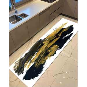 Black And Gold <b>Brush</b> Effect Printed Rug,<b>Velvet</b> Rug - Product Image 1