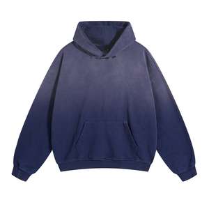 Nouveau sweat à capuche tendance, écologique, personnalisé, surdimensionné, doublé polaire, épais, délavé, à bords bruts, avec poche kangourou, uni - Product Image 5