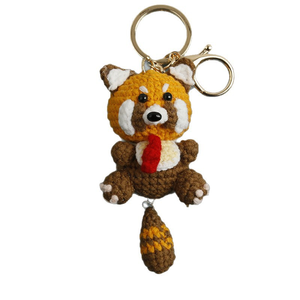 พวงกุญแจตุ๊กตาแรคคูนถักโครเชต์น่ารักจิ๋ว งานแฮนด์เมด ตุ๊กตาถักไหมพรมอะมิกูรูมิ รูปสัตว์โพรซีออน โลตอร์ส ของเล่นห้อยกระเป๋า พวงกุญแจ - Product Image 4