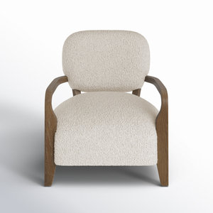 Chaise pivotante luxueuse avec un tissu blanc texturé doux, un dossier rembourré incurvé et une base en bois robuste pour l'intérieur d'une maison moderne - Product Image 3