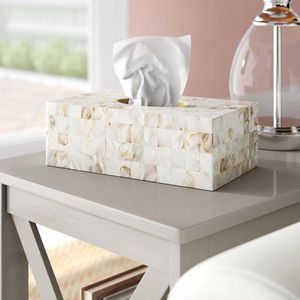 Caja de pañuelos con incrustaciones de hueso de lujo con patrón intrincado - Product Image 4
