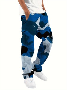 กางเกงคาร์โก้ของผู้ชายน้ำหนักเบาแบบมีกระเป๋าหลายกระเป๋าพิมพ์ลายซับลิเมชันใหม่ - Product Image 5