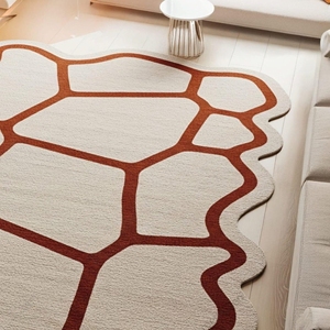 พรมขนสัตว์ทรงเรขาคณิตแบบสั่งทำพรมแอ็บสแตรกต์แบบถักด้วยมือเสื่อปูพื้นดีไซน์เนอร์สำหรับตกแต่งบ้านห้องนั่งเล่นและปิกนิก - Product Image 3