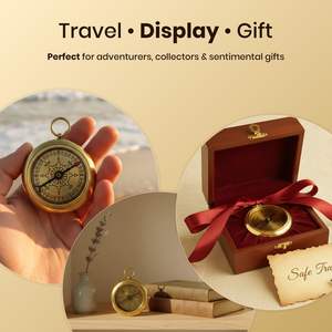 Boussole classique en cuivre faite à la main avec motif circulaire, légère, entièrement fonctionnelle, instrument de navigation, cadeau de collection - Product Image 5