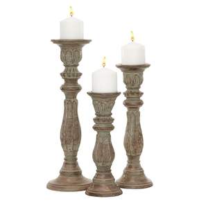 Bougeoir en bois marron de style moderne fait à la main support de pilier décoratif de table de mariage unique pour Noël anniversaire de Pâques - Product Image 3