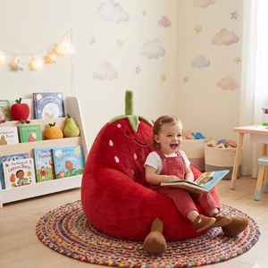 Fauteuil pouf pour enfants en forme de fraise, siège rembourré doux, housse amovible pour chambre à coucher, salle de jeux - Product Image 3