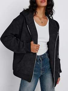 Sweats à capuche élégants à fermeture éclair délavés à l'acide Hommes Logo personnalisé Surdimensionné Streetwear Sportswear Sweats à capuche zippés Vente en gros - Product Image 2