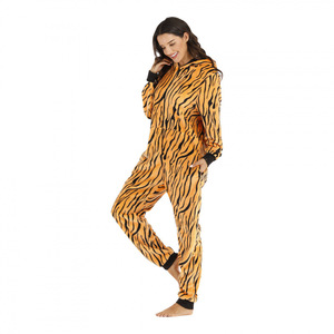Women's Winter Casual <strong>Halloween</strong> Leopard Print Animal Ear Hooded Woven Breathable Soft <strong>Onesie</strong> One Piece <strong>Adult</strong> Loungewear Romper - Product Image 2