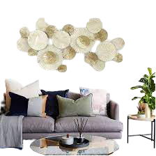 Haute Qualité Abstraite Gingko Sculpture Mur Art Décoratif En Métal Doré Moyen Mat Doré Fini Botanique Tiges et Feuilles - Product Image 3