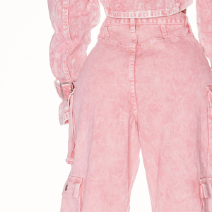 Pantalones cargo lisos estampados con logotipo personalizado exquisito al por mayor para mujer a precios de fábrica al por mayor, a la moda para mujer - Product Image 6