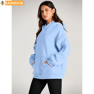 Conjunto de 2 piezas de gran tamaño con hombros caídos, sudadera de lona, pantalones de chándal bordados, pantalones para correr para invierno, sudaderas con capucha en blanco con patrón sólido - Product Image 3