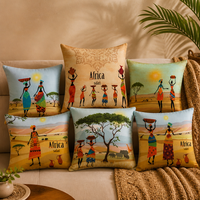 Housse de coussin décorative en polyester doux, motif femme africaine danseuse, style tribal, pour canapé