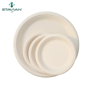 Assiettes de bagasse biodégradables Assiette ronde de 9 "Origine du Vietnam Écologique Imperméable et résistant à l'huile Top-Selling - Product Image 4