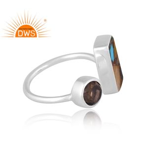 Nouveau design élégant 925 argent Sterling Mohave cuivre Turquoise & Smoky bague en pierres précieuses fabricant de bijoux personnalisé - Product Image 4