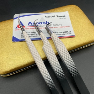 Pince à épiler professionnelle d'extension de cils en acier inoxydable de haute qualité Double ton Plasma noir pointu pour un sourcil durable - Product Image 6