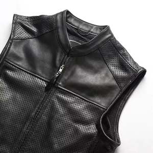 New Arrival Men's Lightweight Leather <b>Vest</b> High Quality Breathable Fabric Top Type Winter Logo Low MOQ Leather <b>Vest</b> Plus Size - Product Image 3