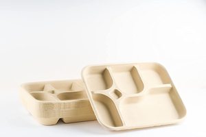 Contenedor de comida de bagazo de caña de azúcar desechable biodegradable, fiambrera para llevar de 5 compartimentos con tapa de un solo uso - Product Image 4