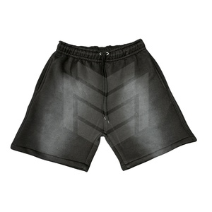 Customized Distressed Patch Sweat <b>Shorts</b> for <b>Men</b> Unisex Vintage Acid Washed <b>Shorts</b> With <b>Long</b> Drawstring and Elastic Waist <b>Men's</b> - Product Image 2