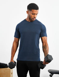 Chemises de sport fitness personnalisées pour hommes d'été Tissu tricoté respirant Décontracté à manches courtes Sports de plein air - Product Image 3