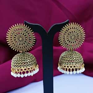 Conjunto de pendientes oxidados bohemios antiguos indios, joyería oxidada india, Pendientes colgantes de boda con pasador floral, conjunto de joyería para mujer - Product Image 2