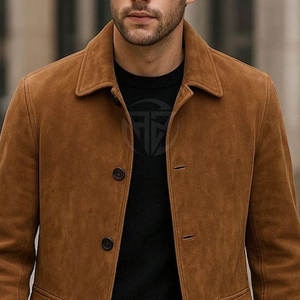 เทรนช์โค้ทหนังกลับสไตล์เทรนด์สำหรับผู้ชาย ลุคสบายๆ ดูสะอาดตา สัมผัสนุ่ม ผลิตจากวัสดุรักษ์โลก น้ำหนักเบา คุณภาพสูง - Product Image 5