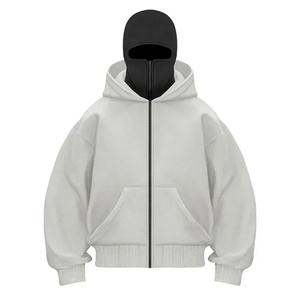 Sudadera con capucha cálida de invierno de ajuste suelto con máscara facial Cremallera Chaqueta informal para deportes al aire libre - Product Image 5