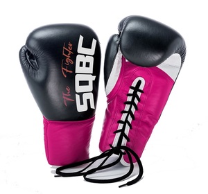 Venta al por mayor de alta calidad negro 12oz guantes de boxeo adulto profesional con cordones de cuero ganador logotipo personalizado guantes de boxeo - Product Image 6