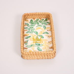 Plateau en rotin coquillage en forme de rectangle de conception de mode de vente chaude pour la décoration de vaisselle prix bon marché et bas quantité minimale de commande - Product Image 6