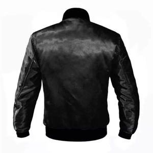 Veste de baseball en satin noir de qualité supérieure pour hommes, haute qualité, fabrication OEM, col montant, enduit d'hiver réversible et léger - Product Image 4