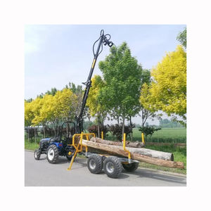 Remorque forestière à grumes avec grue grappin chargeuse pour chargement et déchargement efficaces du bois dans les zones boisées - Product Image 3