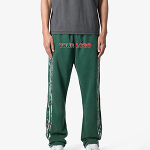 Pantalones de chándal holgados de lana en blanco de Color sólido de alta calidad con rayas de camuflaje ropa de entrenamiento y gimnasio Jogger transpirable para hombres - Product Image 1