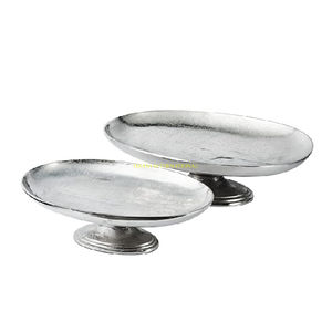 Cuenco de pedestal de plata martillado hecho a mano decorativo Metal fruta ensalada postre servir cuenco elegante centro de mesa para boda Hotel - Product Image 6