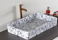 Facile à nettoyer glaçure céramique couleur blanche seulement trou au-dessus du comptoir évier bol salle de bain comptoir en céramique lavabo fait main