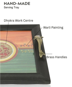 ถาดรองเสิร์ฟพร้อมทาสีส้มสีเขียวสำหรับตกแต่งโต๊ะอาหารเช้าของตกแต่งเคาน์เตอร์ห้องครัวโต๊ะกาแฟของตกแต่ง - Product Image 6